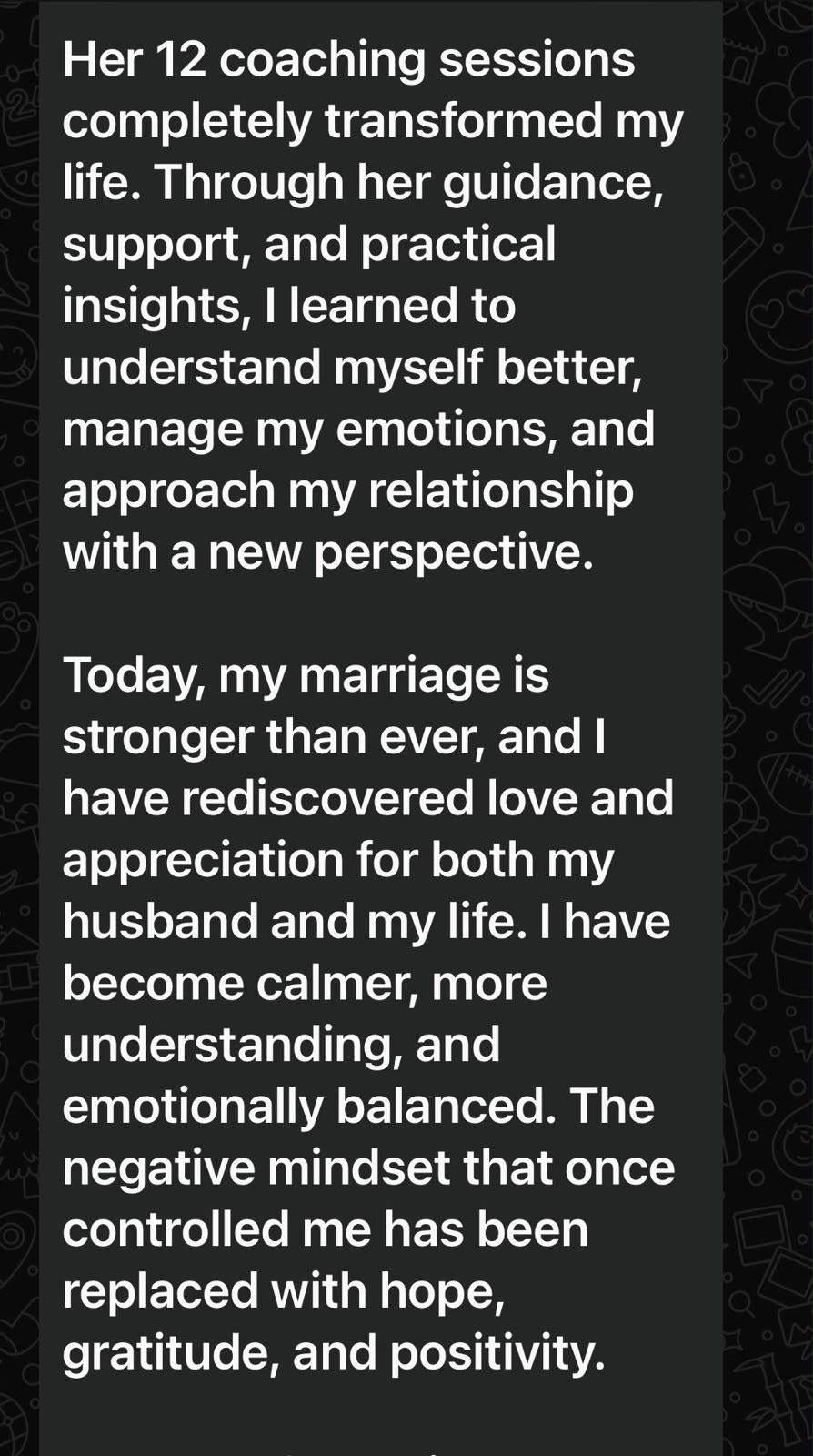 A message from a client who worked with Sonali